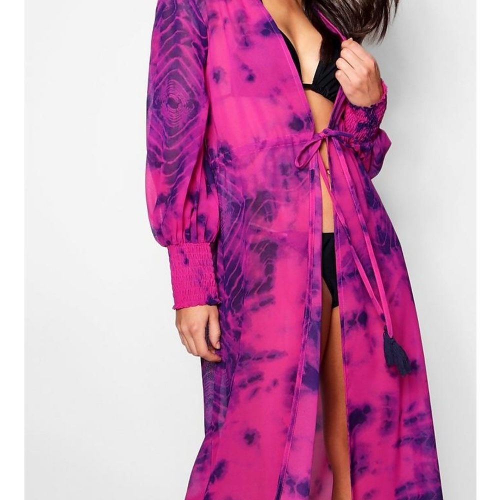 Sheer, flowy, tie-dyed cover-up/ kimono / dress